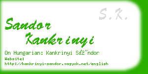 sandor kankrinyi business card